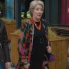 Murder Most Puzzling Phyllis Logan Floral Coat featuring an elegant all-over floral print, tailored silhouette, and mid-length design for a sophisticated, vintage-inspired look.