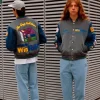 WinRAR varsity jacket featuring a classic collegiate silhouette with contrast sleeves, ribbed cuffs and hem, snap-button front, and embroidered WinRAR logo for a nostalgic tech-meets-style statement.