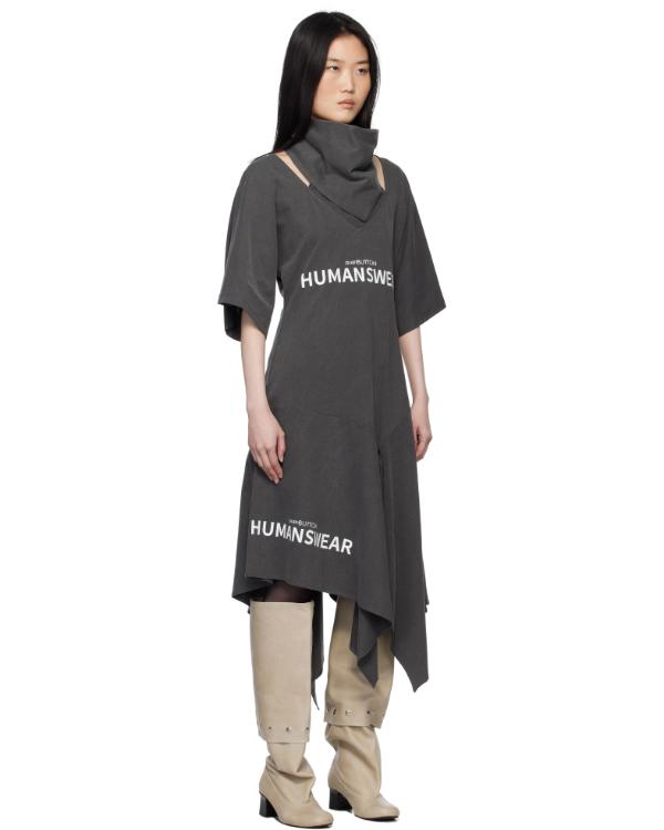 Caught in the Act Unfaithful S04 Tami Roman Grey Scarf Midi Dress chic grey women’s dress with a refined midi silhouette