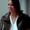 Real Housewives of NYC S16 Sai de Silva Leather Bomber Jacket featuring a stylish leather finish and modern design